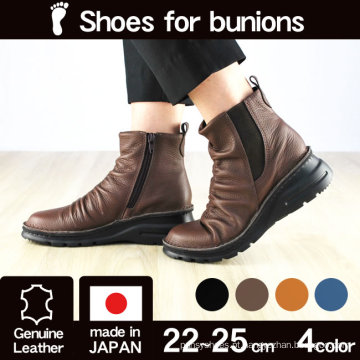 Made in Japan Botas confortáveis ​​4E curtas com zíper e sidegore